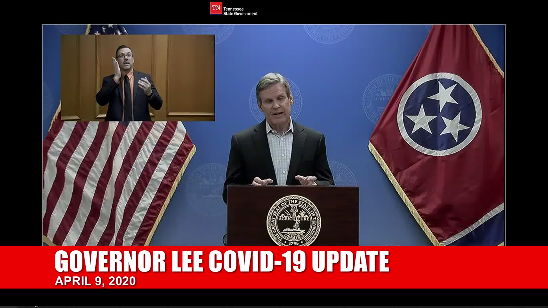 Thumbnail image for Gov. Lee COVID-19 Briefing (4/9)