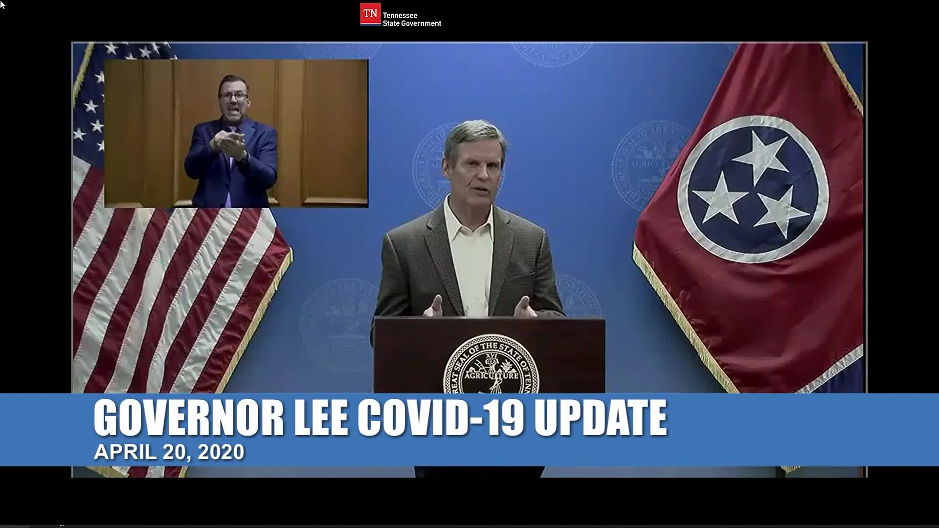 Thumbnail image for Gov. Lee COVID-19 Briefing (4/20)