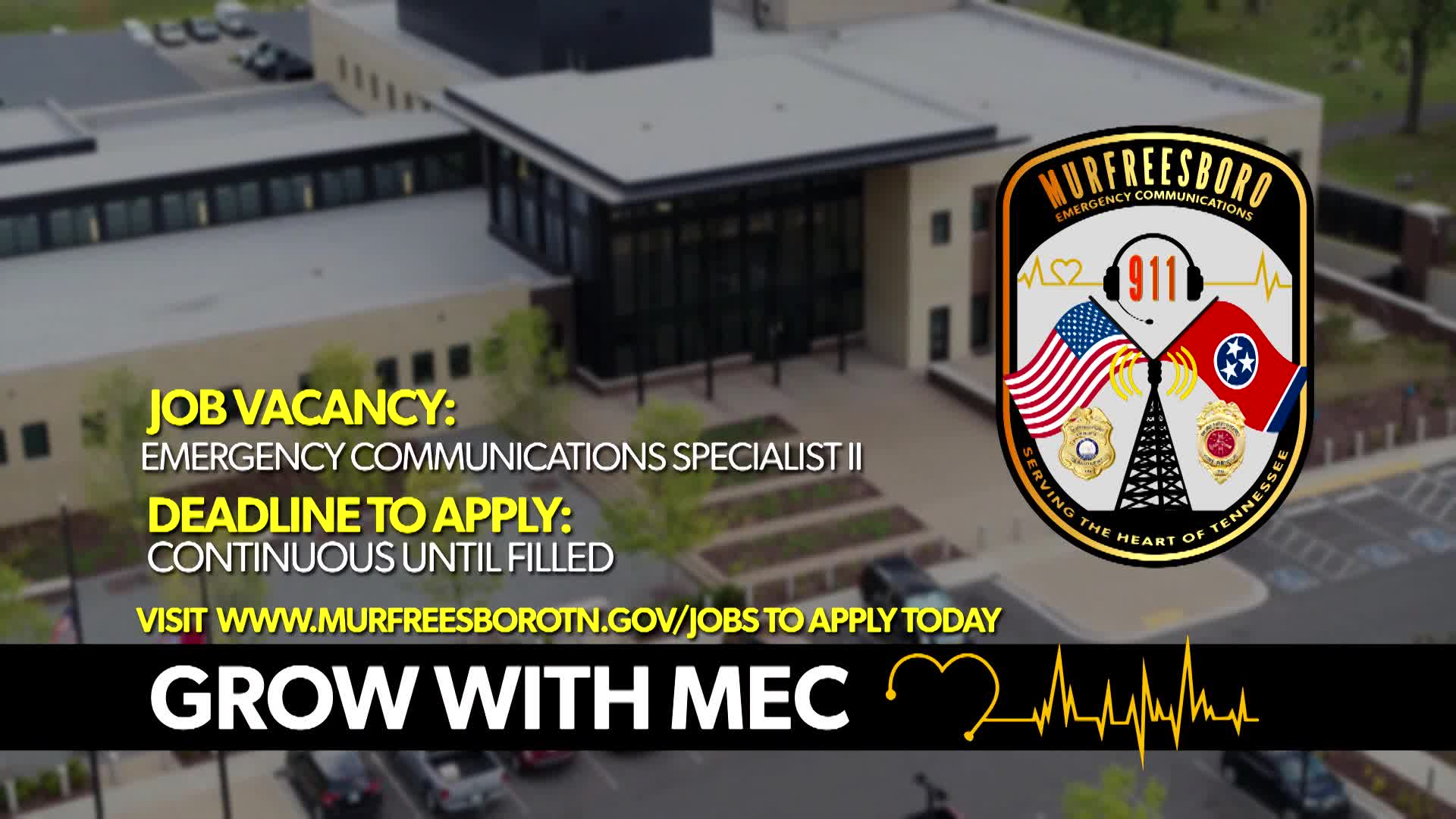 Thumbnail image for Murfreesboro Emergency Communications "We're Hiring" PSA